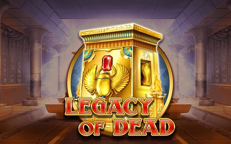 Logo of Legacy of Dead, a popular, free slot game which can be played online on dogames-play.com